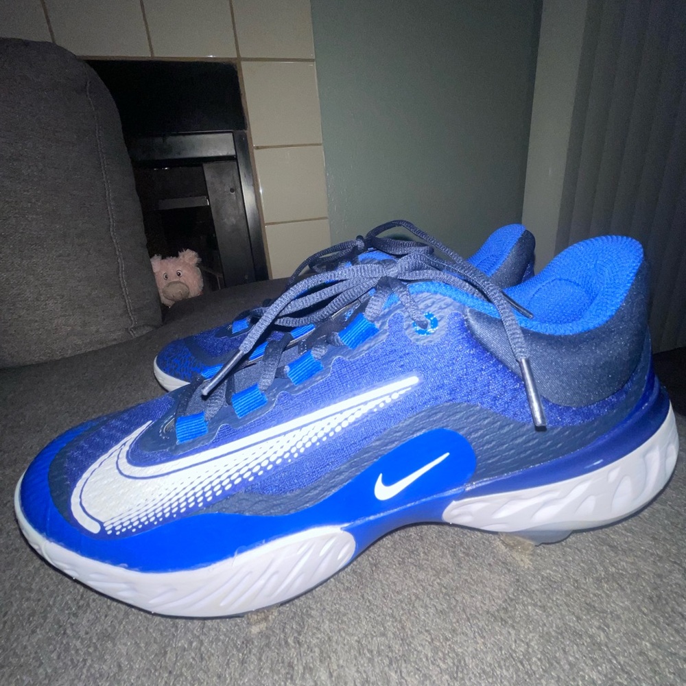 Nike Alpha Huarache Elite 4 Low SZ 9 Baseballs Cleats Mens Blue Style DR6851-414